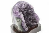 4.1" Tall Amethyst Cluster With Wood Base - Uruguay - #199736-2